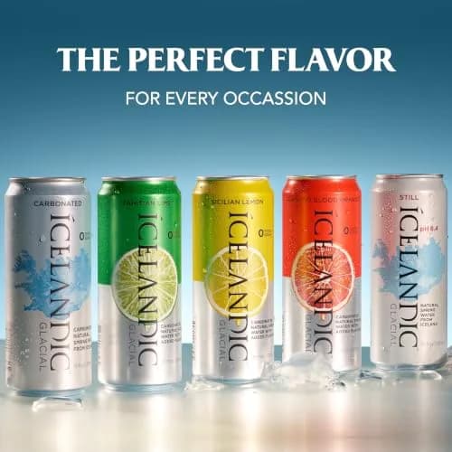 Icelandic Glacial Sparkling Water, Sicilian Lemon, 330mL | Naturally Low Mineral & Alkaline pH 8.4 thumbnail 7