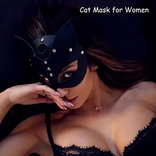 Takmor Cat Woman Mask for Adults Women, Adjustable Black Fox Mask | Punk Style thumbnail 5