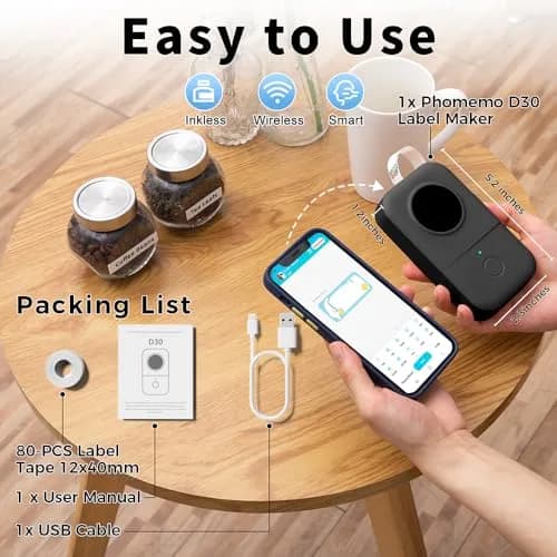 Phomemo D30 Portable Thermal Label Printer Machine + 1 Label Tape | 220V Compatible thumbnail 6