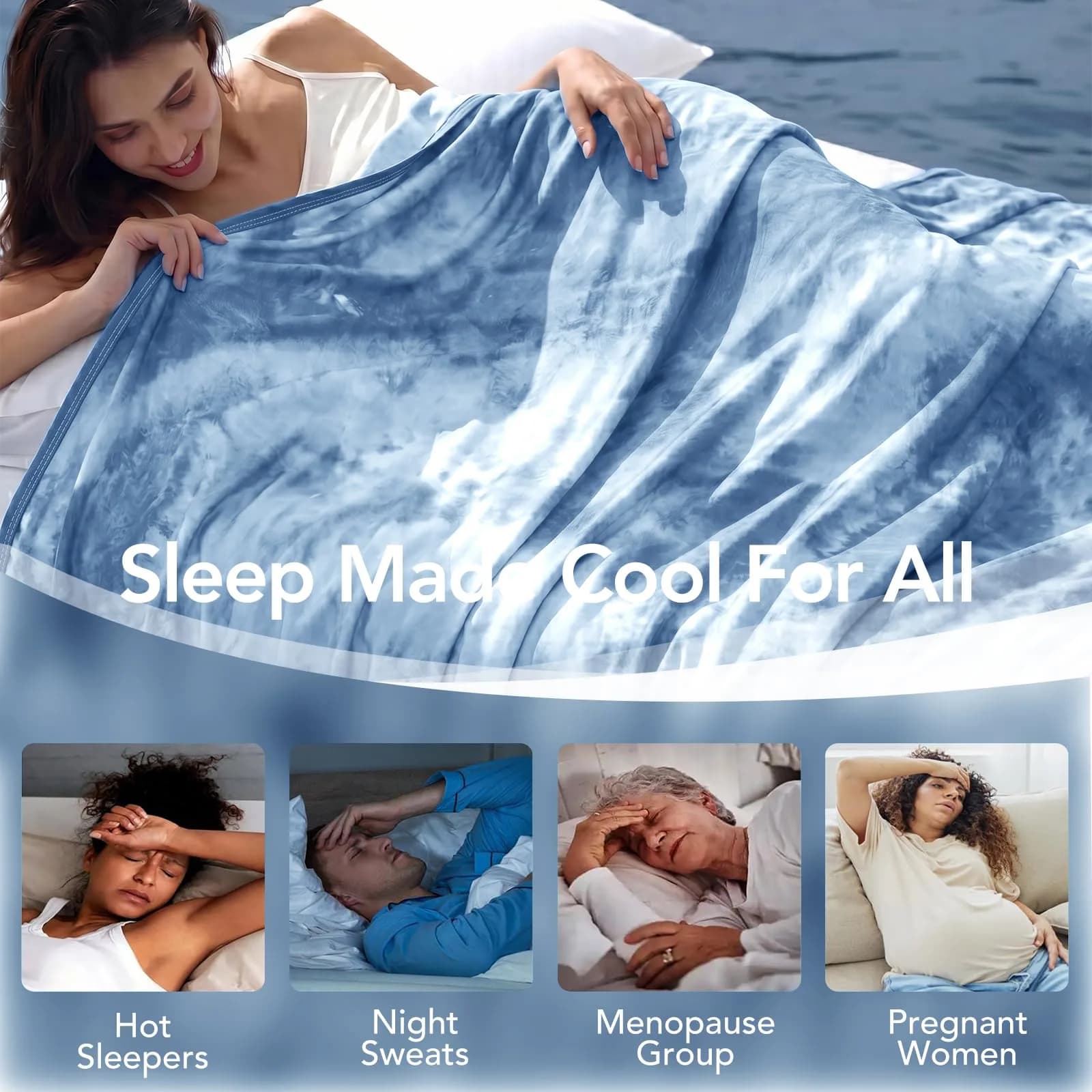 Topcee Cooling Blanket Queen Size 203x224 cm (80"x88") | Breathable & Moisture-Wicking for Hot Sleepers - view 4