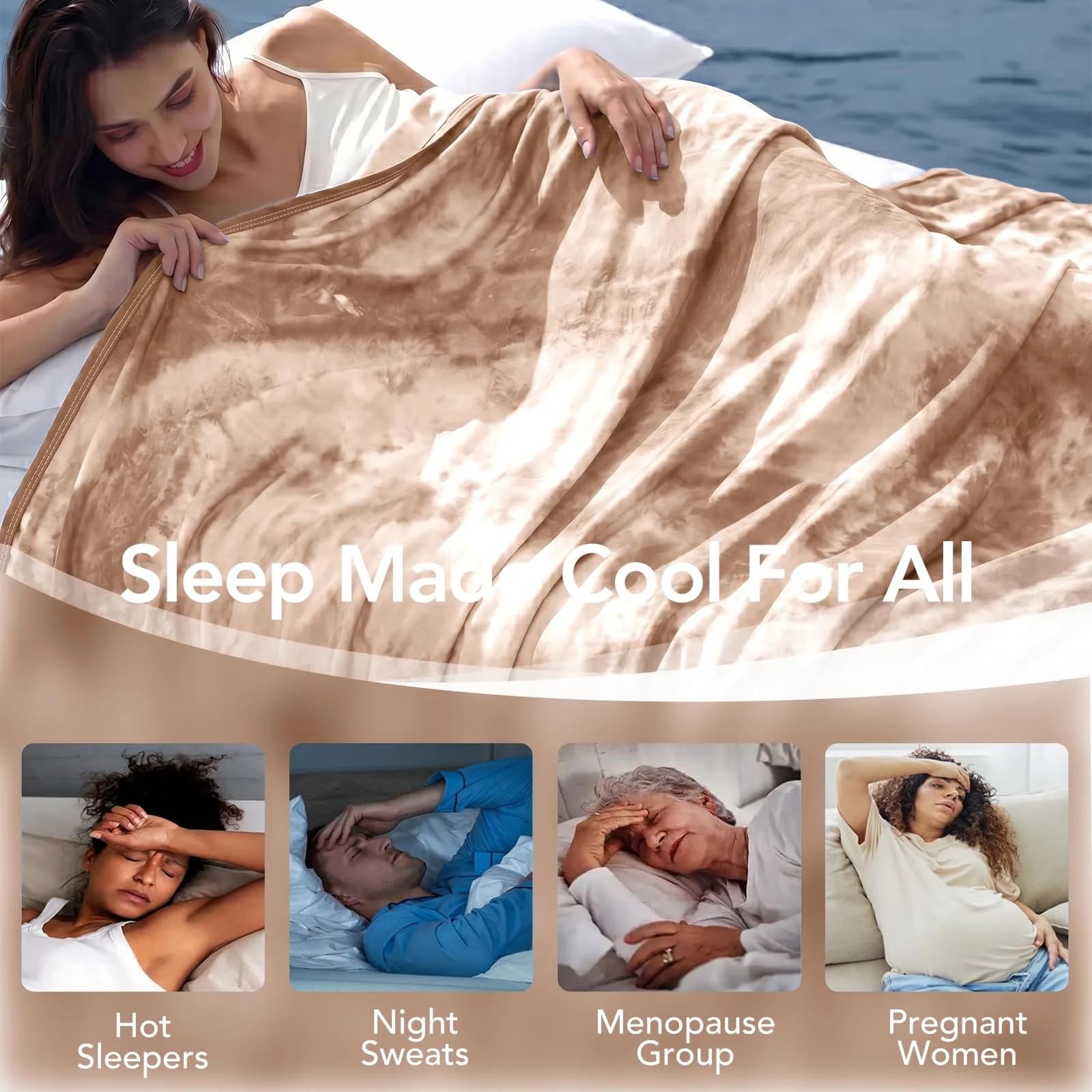 Topcee Cooling Blanket 228x228 cm (90"x90") | Arc-Chill Q-Max>0.35 for Hot Sleepers - view 4