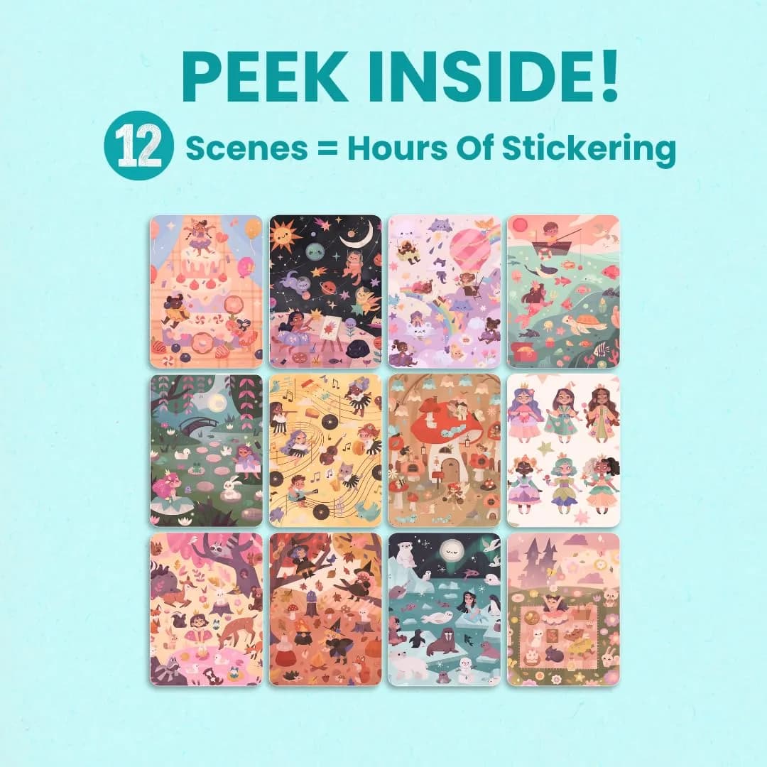 CUPKIN World of Princesses Sticker Book for Girls (500+ Stickers, 12 Scenes & Coloring Pages) | USA Imported Toddler Activity Book - view 6