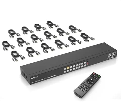 MT-VIKI 16 Port KVM Switch HDMI 4K@30Hz Rack Mount 38.8cm (15.3'') | Manages 16 Computers with 1 Monitor, Keyboard, Mouse thumbnail 1