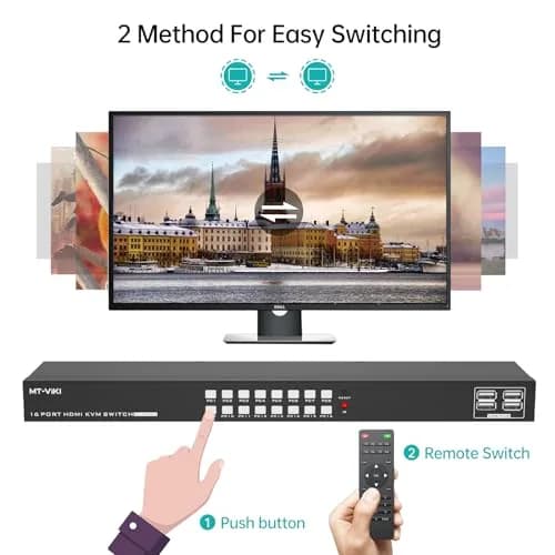 MT-VIKI 16 Port KVM Switch HDMI 4K@30Hz Rack Mount 38.8cm (15.3'') | Manages 16 Computers with 1 Monitor, Keyboard, Mouse thumbnail 5