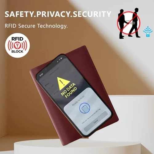 BAPHITY RFID Blocking Passport Holder Slim Travel Wallet for Women, Wine Red | Genuine Leather Multi-Slot Organizer thumbnail 3