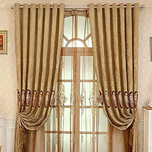 Amidoudou European Jacquard Curtains 51x84 Inch | Noise & Light Filtering for Living Room & Bedroom thumbnail 2