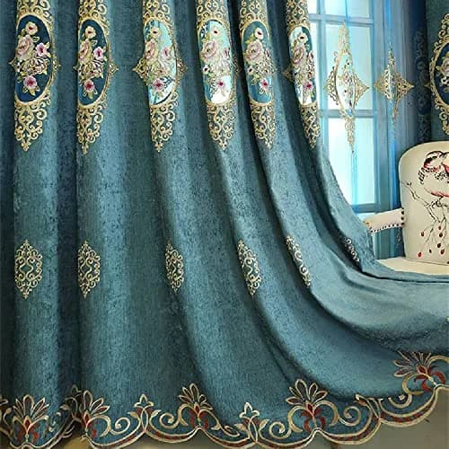 Amidoudou European Luxury Jacquard Curtains 51x90 Inch | Noise & Light Filtering (70-120 chars) thumbnail 1