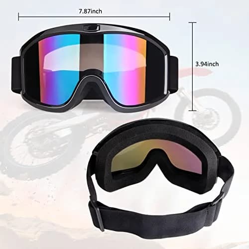 Dmeixs Motorcycle Motocross Goggles Black Frame + Color Lens | UV Protection, Anti-Fog, Impact Resistant thumbnail 6