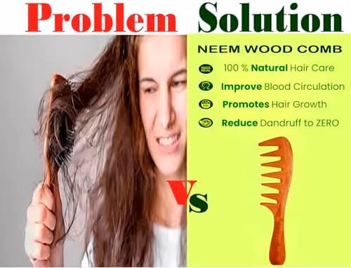 RUFIYS Wooden Curly Hair Wide Tooth Comb | Neem Wood Detangler for Women & Men, Hair Growth, Anti Dandruff (70 words) thumbnail 5