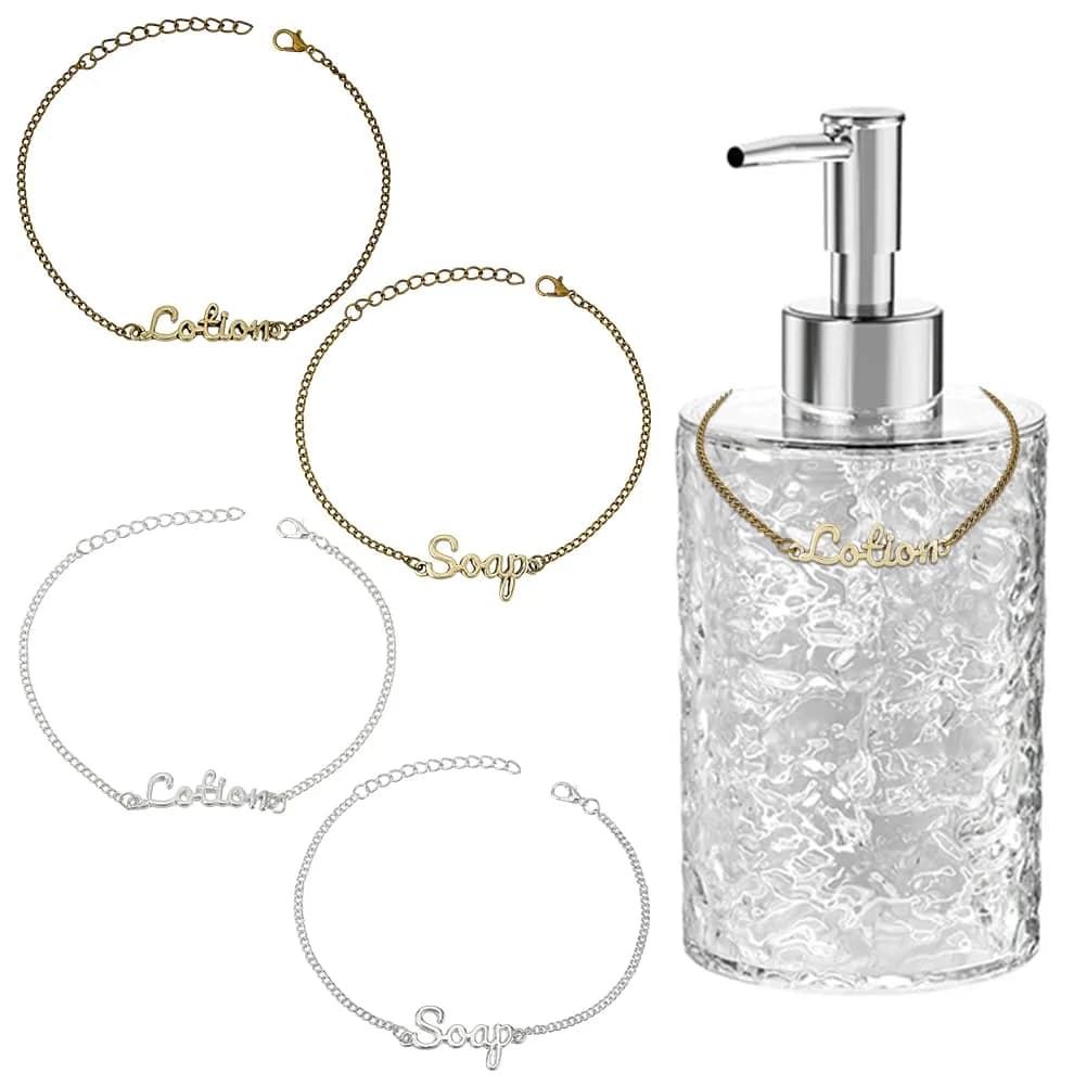 OLYCRAFT 4 Pcs Gold & Silver Soap Chain Labels | Set of 4 for Dispensers - main product image