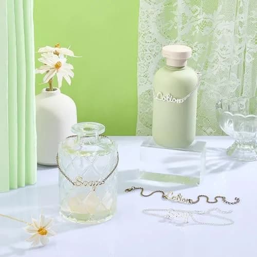 OLYCRAFT 4 Pcs Gold & Silver Soap Chain Labels | Set of 4 for Dispensers thumbnail 4
