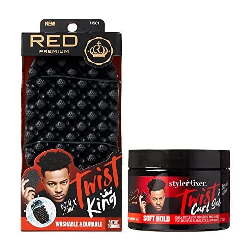Red by Kiss Hair Brush & Twist Gel Set for Curly Hair | Nourishing & Durable Styling Tools thumbnail 1