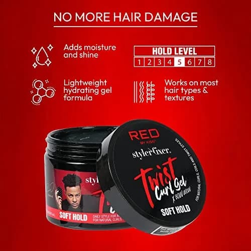 Red by Kiss Hair Brush & Twist Gel Set for Curly Hair | Nourishing & Durable Styling Tools thumbnail 4