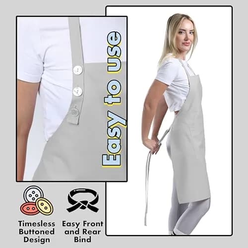 TOSHE Kitchen Apron for Women & Men Waterdrop Resistant, Adjustable Button | Water-Resistant, Adjustable Fit thumbnail 6