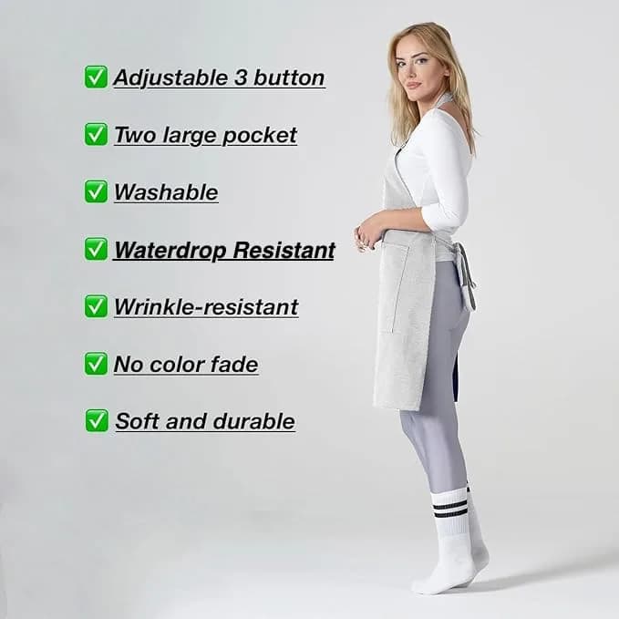 TOSHE Kitchen Apron for Women & Men Waterdrop Resistant, Adjustable Button | Water-Resistant, Adjustable Fit thumbnail 7