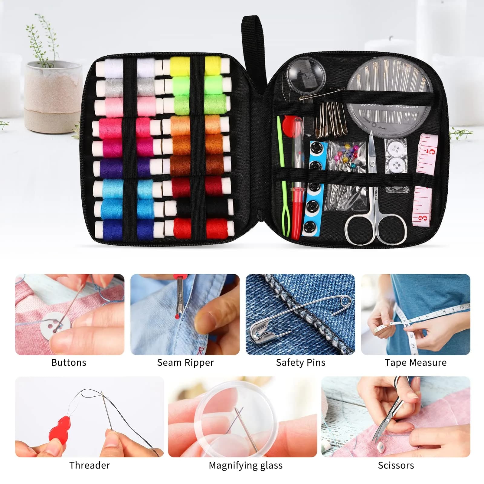 Marcoon Basic Sewing Kit - 18 Vibrant Colors Thread Included | All-in-One Repair Solution for Everyday Needs - view 3