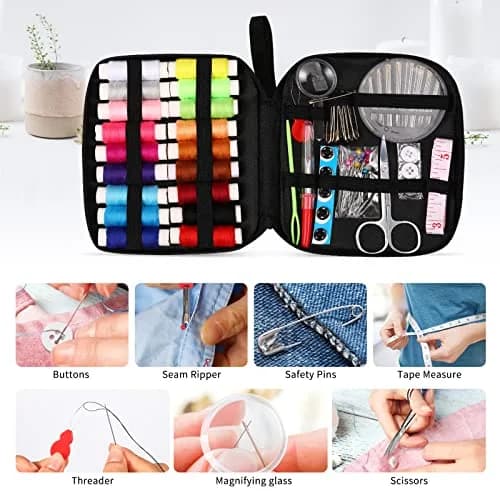 Marcoon Basic Sewing Kit with 18 Colors Thread, Needles, Scissors & Accessories | All-in-One Repair Solution thumbnail 3
