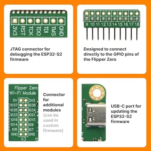 Flipper Wi-Fi Developer Board for Flipper Zero – ESP32-S2 Wireless Module with USB-C & GPIO thumbnail 3