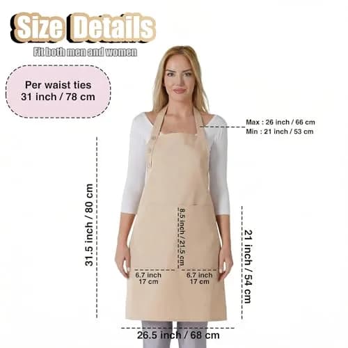 TOSHE Kitchen Apron for Women & Men Waterdrop Resistant, Adjustable Button | Water-Resistant Cotton Blend Apron thumbnail 5