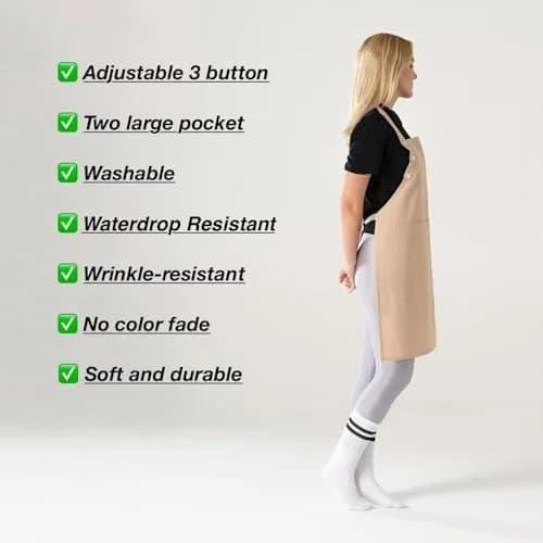 TOSHE Kitchen Apron for Women & Men Waterdrop Resistant, Adjustable Button | Water-Resistant Cotton Blend Apron thumbnail 7