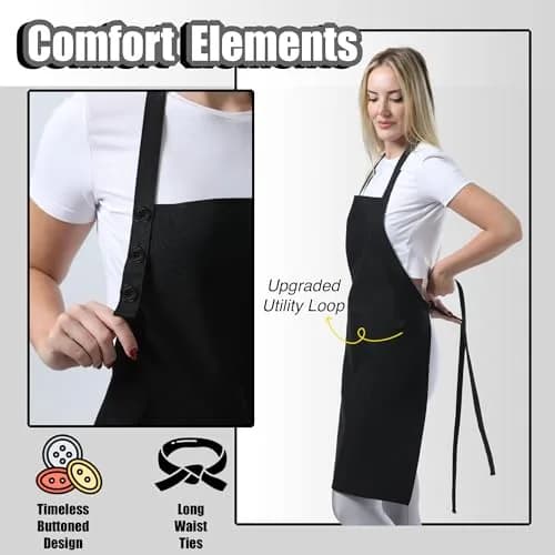 TOSHE Kitchen Apron for Women & Men Waterdrop Resistant, Adjustable Button | Water-Resistant, Adjustable Fit thumbnail 6