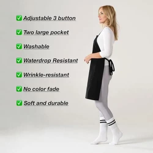 TOSHE Kitchen Apron for Women & Men Waterdrop Resistant, Adjustable Button | Water-Resistant, Adjustable Fit thumbnail 7
