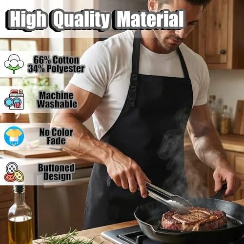 TOSHE Kitchen Apron for Women & Men Waterdrop Resistant, Adjustable Button | Water-Resistant, Adjustable Fit thumbnail 2