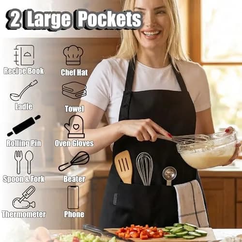 TOSHE Kitchen Apron for Women & Men Waterdrop Resistant, Adjustable Button | Water-Resistant, Adjustable Fit thumbnail 3