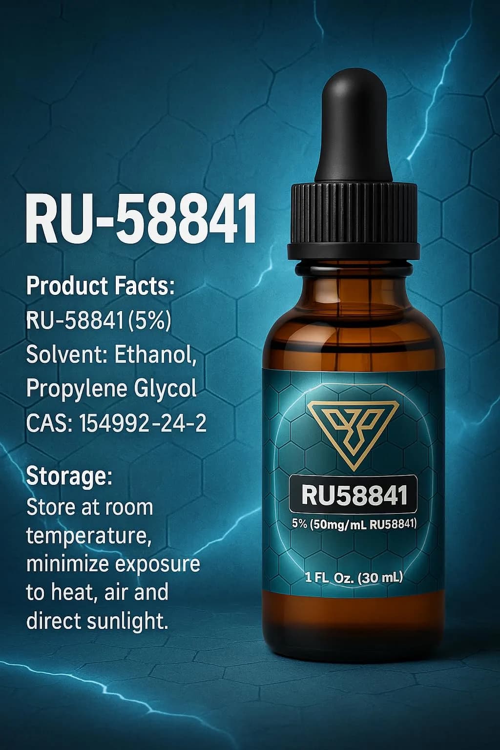 Vantanex RU58841 5% Topical Solution 30ml (1 Fl Oz) | Potent Androgen Receptor Inhibitor for Hair Loss - view 6