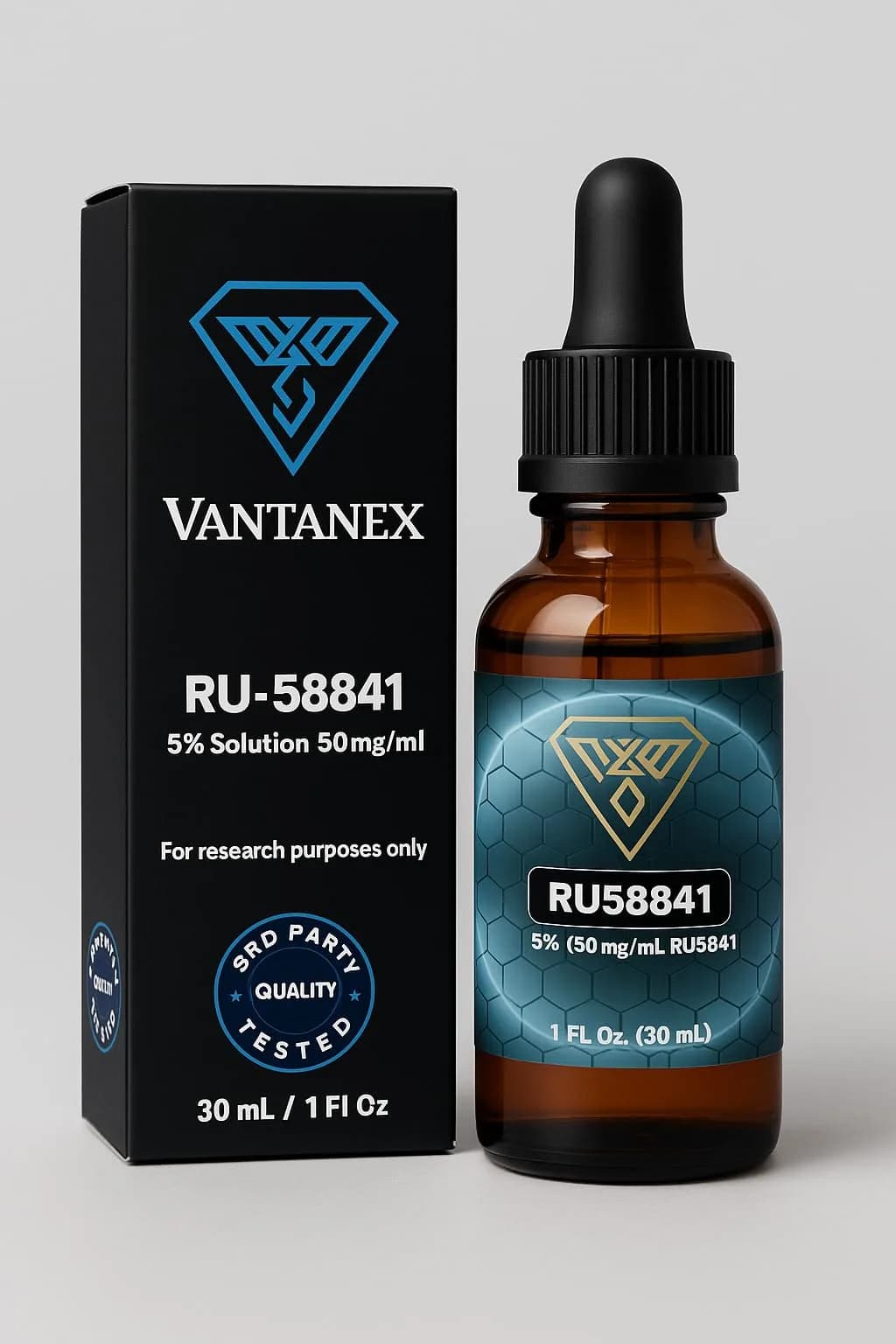 Vantanex RU58841 5% Topical Solution 30ml (1 Fl Oz) | Potent Androgen Receptor Inhibitor for Hair Loss - view 2