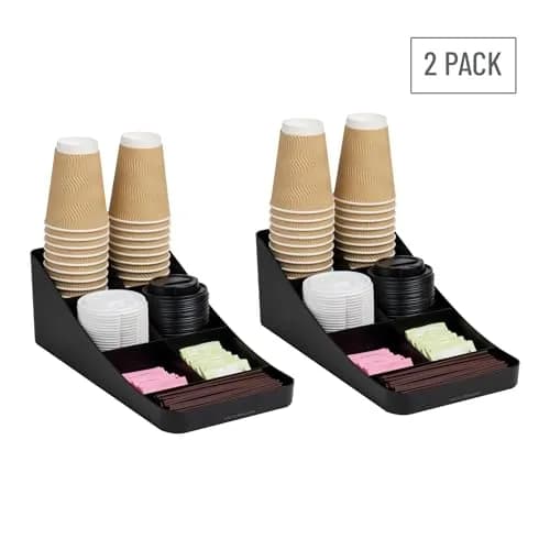 Mind Reader 7-Compartment Coffee Condiment Organizer, Set of 2, Black | Countertop Station for Coffee Bar, Breakroom, Kitchen thumbnail 7