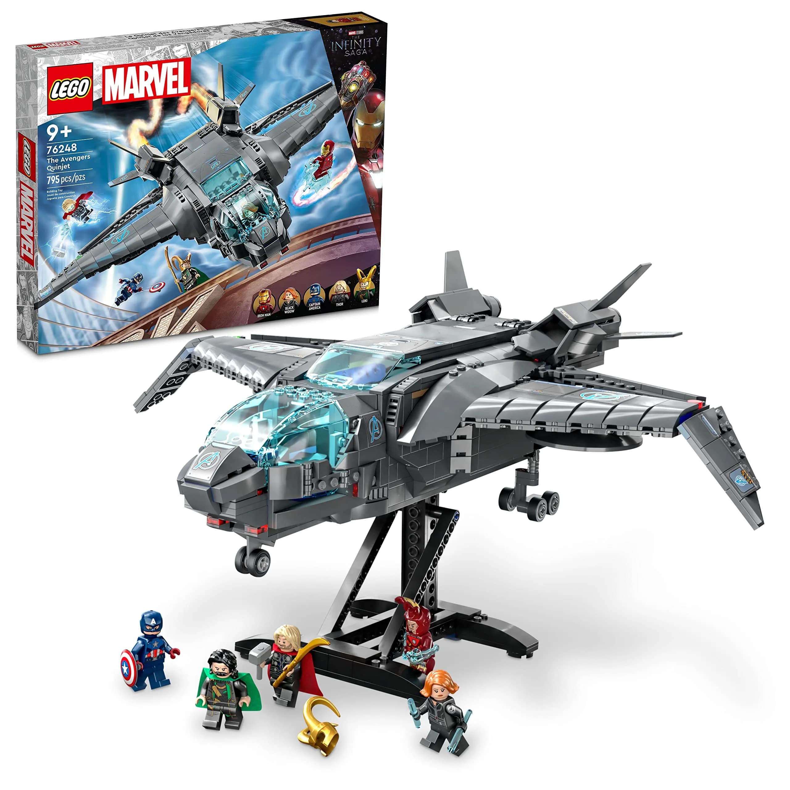 LEGO Marvel The Avengers Quinjet 76248 | Spaceship Building Toy Set with Minifigures for Kids 9+