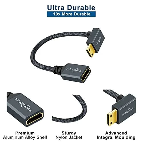 Twozoh Mini HDMI to HDMI Female Adapter Cable 0.18m (0.6FT) | Supports 4K 60Hz HDR thumbnail 4