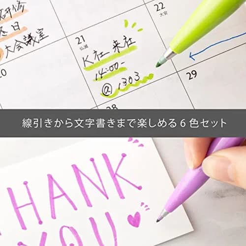 Pentel Brush Touch Sign Pen Set of 6 Colors | Flexible Tip for Art & Notes thumbnail 3