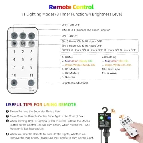 Tcamp 164ft 500 LED Color Changing Christmas Lights | Warm White & Multicolor, 500 LEDs thumbnail 5