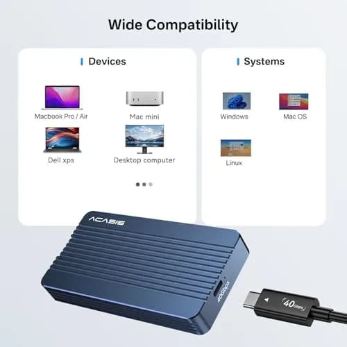 FREEGENE ACASIS 40Gbps M.2 NVMe SSD Enclosure, TBU 405 for M1 M2 Pro/Max | USB4/3.2/3.1/3.0/2.0 Support thumbnail 5