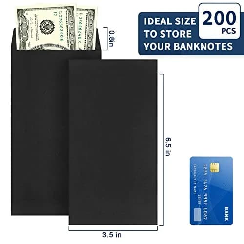 Swesara 200 Pack Cash Envelopes for Budgeting | Large Self-Adhesive Money Envelopes for Cash & Coins thumbnail 2