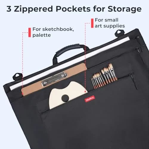 Nicpro Light Weight Art Portfolio Bag, 32x42 Extra Large Art Portfolio Case | Water-Resistant, Collapsible, Durable Nylon thumbnail 6