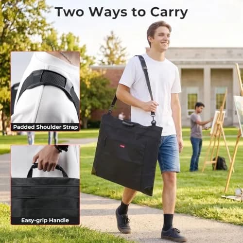 Nicpro Light Weight Art Portfolio Bag, 32x42 Extra Large Art Portfolio Case | Water-Resistant, Collapsible, Durable Nylon thumbnail 7