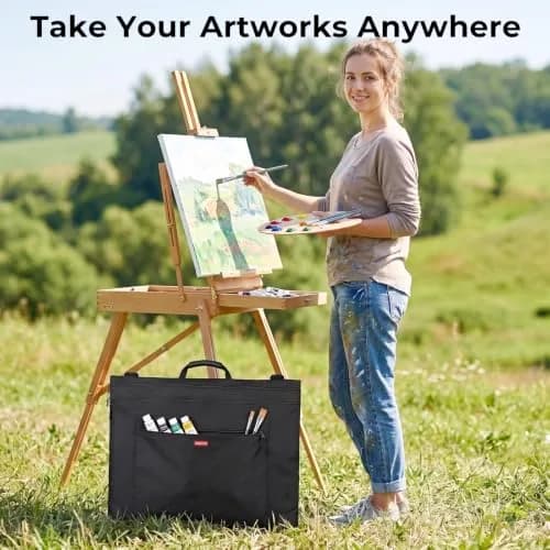 Nicpro Light Weight Art Portfolio Bag, 32x42 Extra Large Art Portfolio Case | Water-Resistant, Collapsible, Durable Nylon thumbnail 2