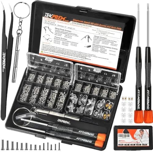 TEKPREM Magnetic Eyeglass Repair Tool Kit with 15 Screws & 10 Nose Pads | Comprehensive Fix for Glasses & Sunglasses thumbnail 1