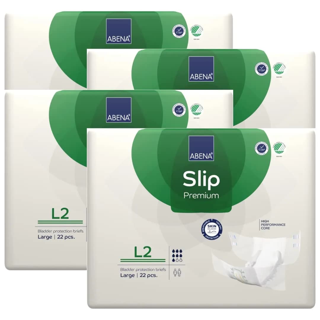 Abena Slip Premium Incontinence Briefs Large | Level 2, 88 Count, Breathable & Leakproof