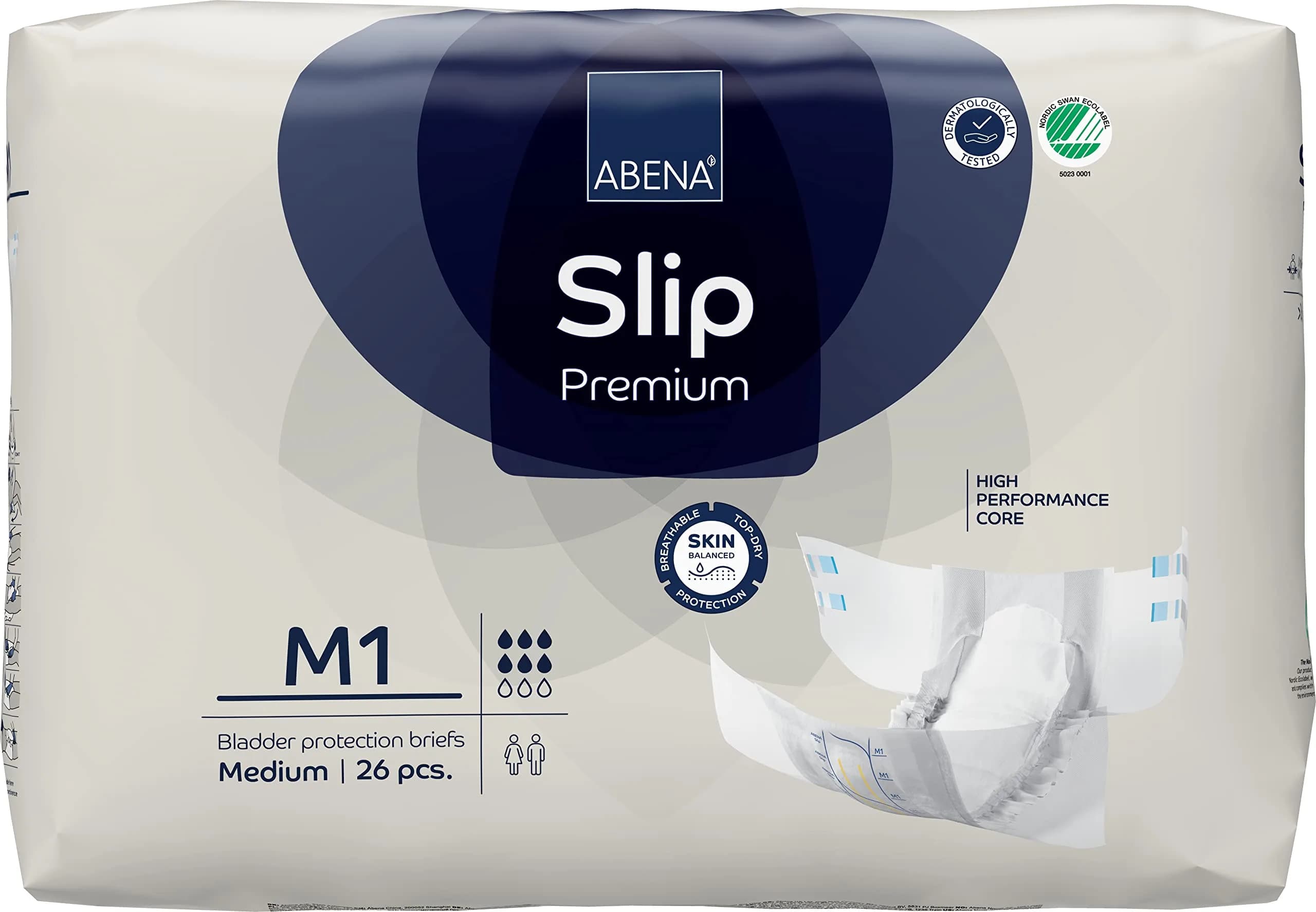 Abena Slip Premium Incontinence Briefs Medium | 26 Count, Breathable & High Absorbency