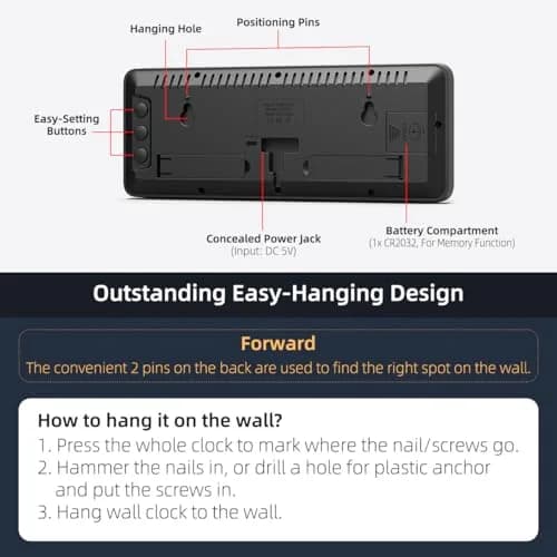 XUANZIT LED Digital Wall Clock Large Display 2.8-inch Digits 22.1 cm (8.7 inches) White | Auto-Dimming Modern Electric Silent Clock thumbnail 4
