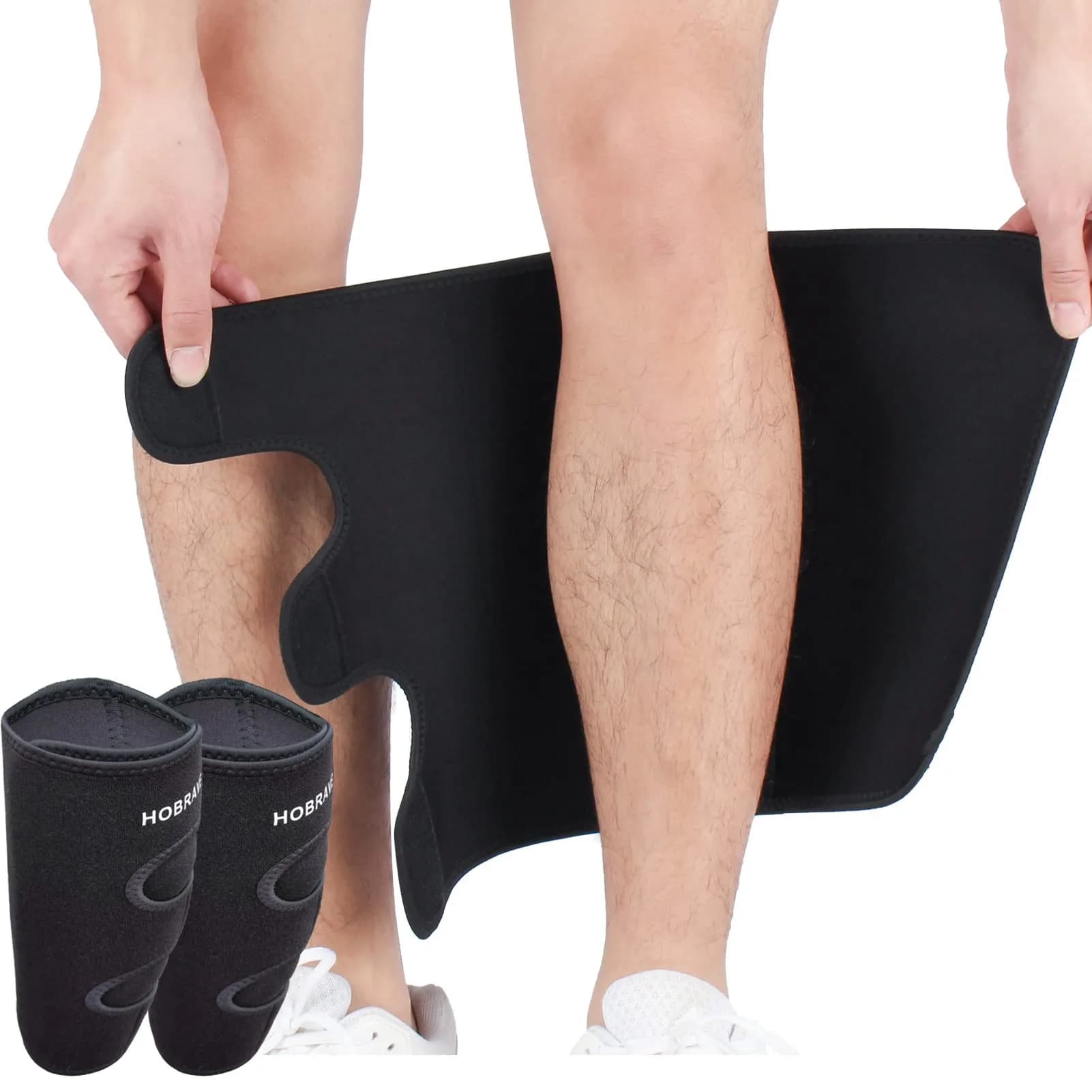 Hobrave Calf Brace Shin 2 Pack Support | Adjustable Compression Wrap for Injury Relief