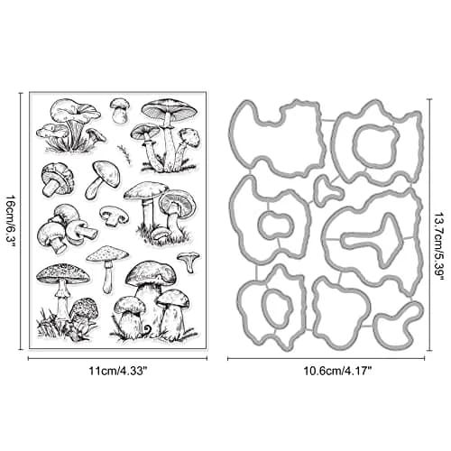 INFUNLY Mushroom Stamps and Dies for Card Making | Mushroom Pattern Die & Stamp Set for DIY Scrapbooking & Decor thumbnail 7