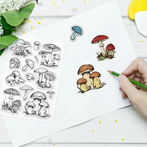 INFUNLY Mushroom Stamps and Dies for Card Making | Mushroom Pattern Die & Stamp Set for DIY Scrapbooking & Decor thumbnail 2