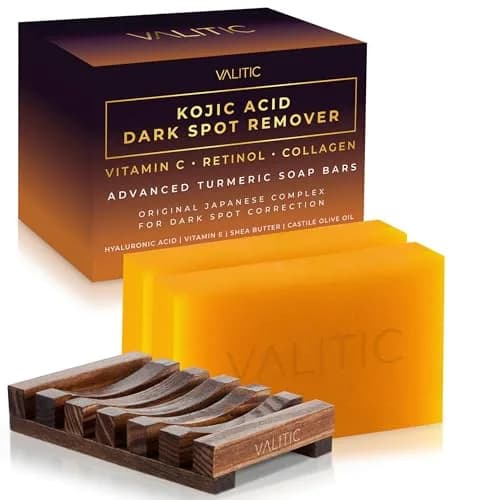 VALITIC Kojic Acid Dark Spot Corrector Soap Bars 200g (7 Oz) | Japanese Complex for Even Tone — + Holder
