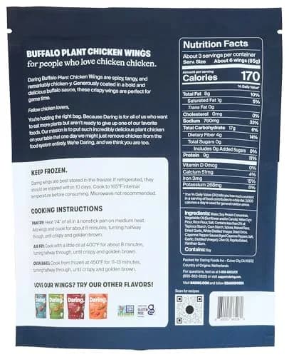 Daring Plant Based Buffalo Chicken Wings 8 OZ | Crispy, Spicy, Protein-Rich thumbnail 2