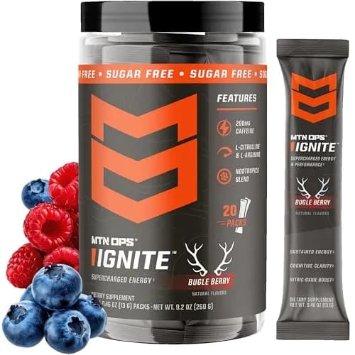 MTN OPS Ignite Energy Powder, Zero Sugar, Bugle Berry | Long-Lasting Focus & Endurance (70-120 chars) thumbnail 1